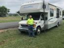 Bob Buck, K5HRB, monitors traffic on Highway 16 in Medina, Texas.